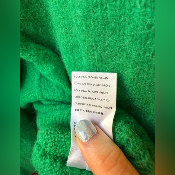 NWT Alpaca Blend Free People Oversized Kelly Green Sweater - Picture 3 of 4